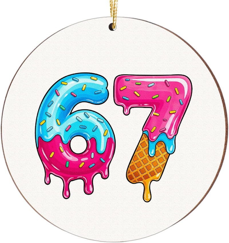 Hyperlama 67 Christmas Ornament, 67 Ornaments for Xmas Tree, Funny Christmas Ornaments 2025, 6 7 Meme Ornament for Teens, Six Seven Gifts, Funny Gifts for Kids, Teens, Teen Girls Trendy Stuff - Image 1
